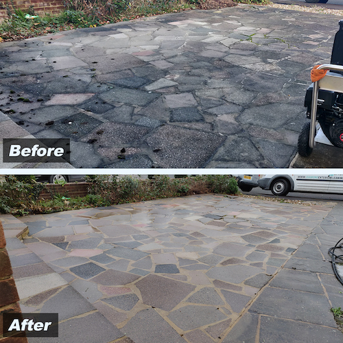 Pressure washing before and after